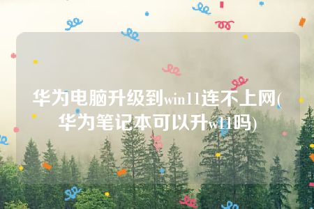 华为电脑升级到win11连不上网(华为笔记本可以升w11吗)