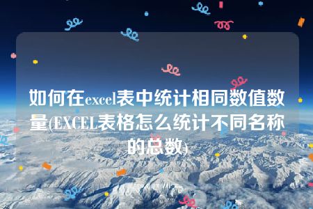 如何在excel表中统计相同数值数量(EXCEL表格怎么统计不同名称的总数)