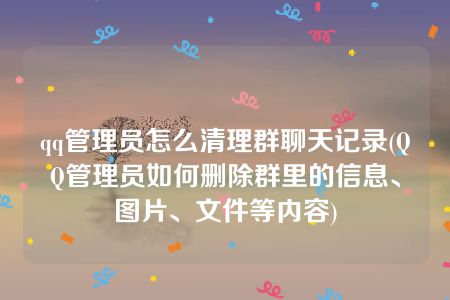 qq管理员怎么清理群聊天记录(QQ管理员如何删除群里的信息、图片、文件等内容)