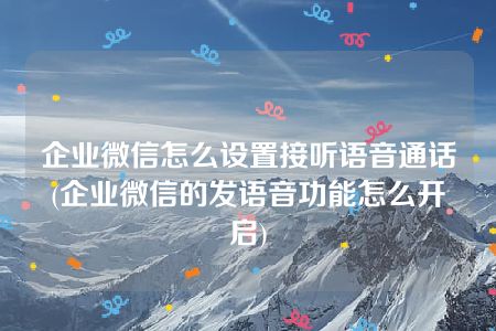 企业微信怎么设置接听语音通话(企业微信的发语音功能怎么开启)