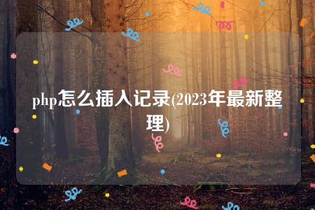 php怎么插入记录(2023年最新整理)