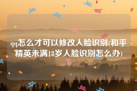 qq怎么才可以修改人脸识别(和平精英未满18岁人脸识别怎么办)