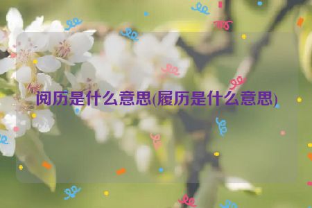 阅历是什么意思(履历是什么意思)