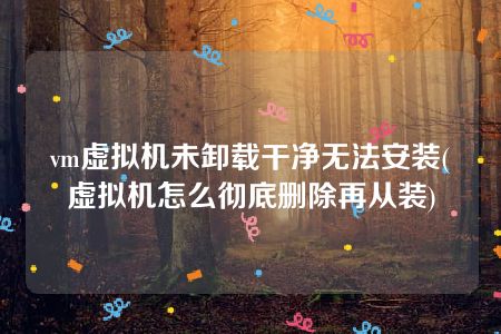 vm虚拟机未卸载干净无法安装(虚拟机怎么彻底删除再从装)