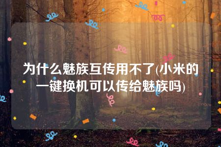 为什么魅族互传用不了(小米的一键换机可以传给魅族吗)