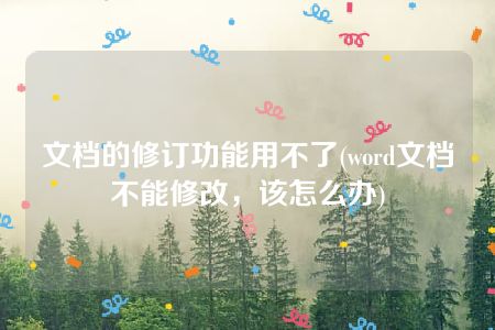 文档的修订功能用不了(word文档不能修改，该怎么办)