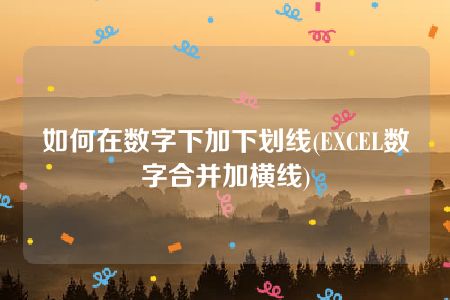 如何在数字下加下划线(EXCEL数字合并加横线)