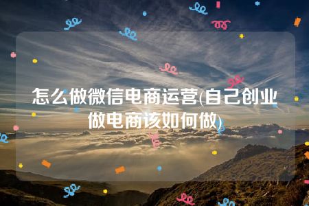 怎么做微信电商运营(自己创业做电商该如何做)