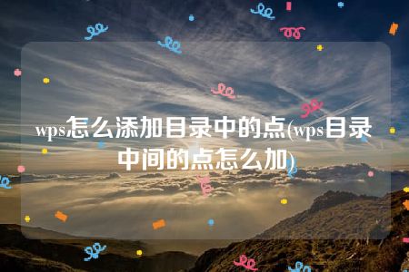 wps怎么添加目录中的点(wps目录中间的点怎么加)