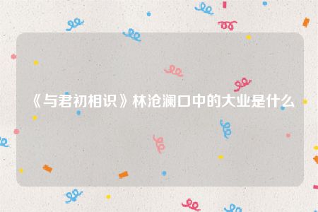 《与君初相识》林沧澜口中的大业是什么