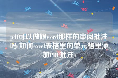 pdf可以做跟word那样的审阅批注吗(如何excel表格里的单元格里添加PDF批注)