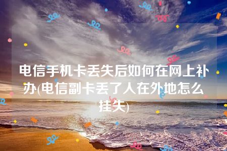 电信手机卡丢失后如何在网上补办(电信副卡丢了人在外地怎么挂失)