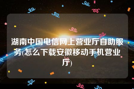 湖南中国电信网上营业厅自助服务(怎么下载安徽移动手机营业厅)