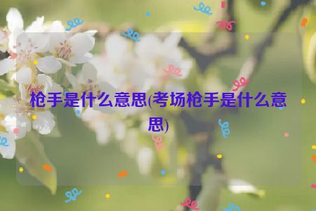 枪手是什么意思(考场枪手是什么意思)