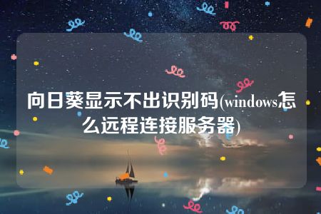 向日葵显示不出识别码(windows怎么远程连接服务器)