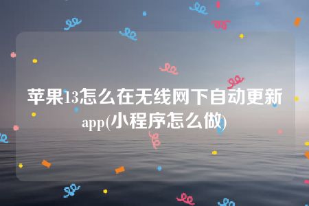 苹果13怎么在无线网下自动更新app(小程序怎么做)