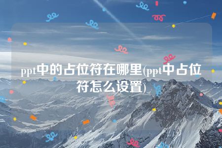 ppt中的占位符在哪里(ppt中占位符怎么设置)