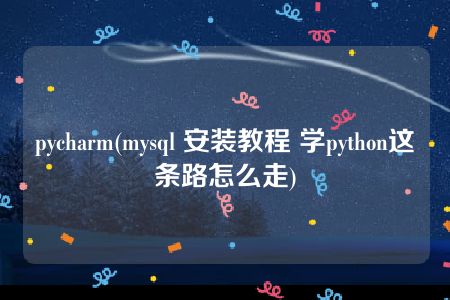 pycharm(mysql 安装教程 学python这条路怎么走)