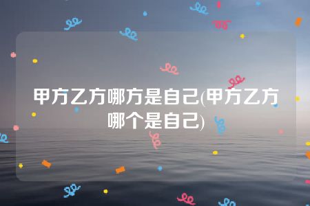 甲方乙方哪方是自己(甲方乙方哪个是自己)