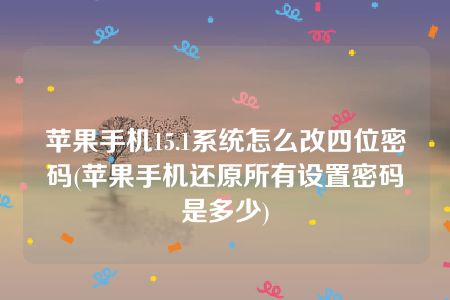 苹果手机15.1系统怎么改四位密码(苹果手机还原所有设置密码是多少)